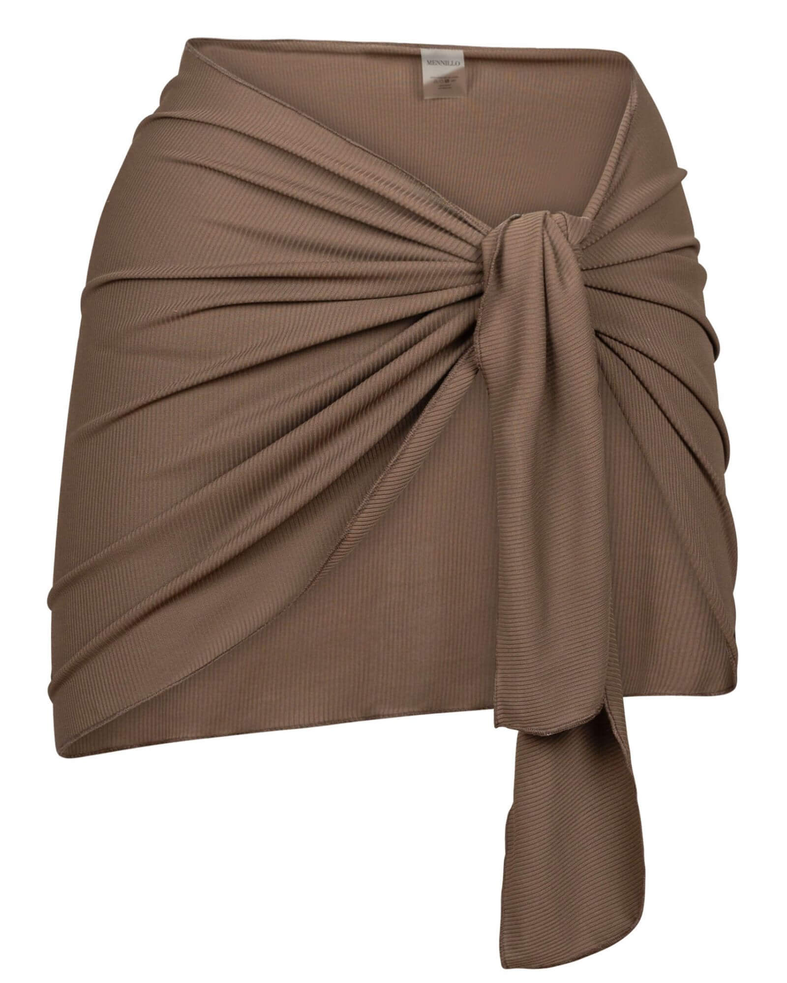 The front of the Arya sarong in brown rib on a white background.