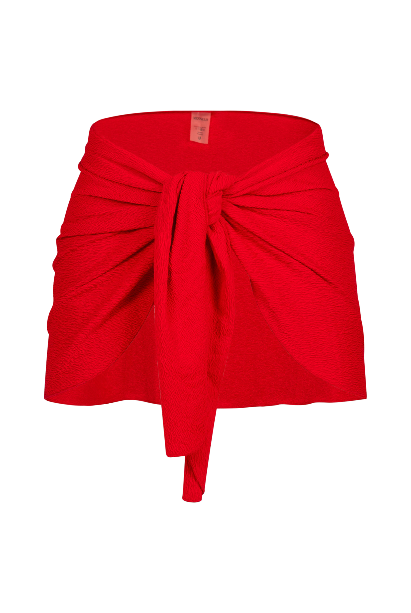 The front of the Arya sarong in red crinkle on a white background.