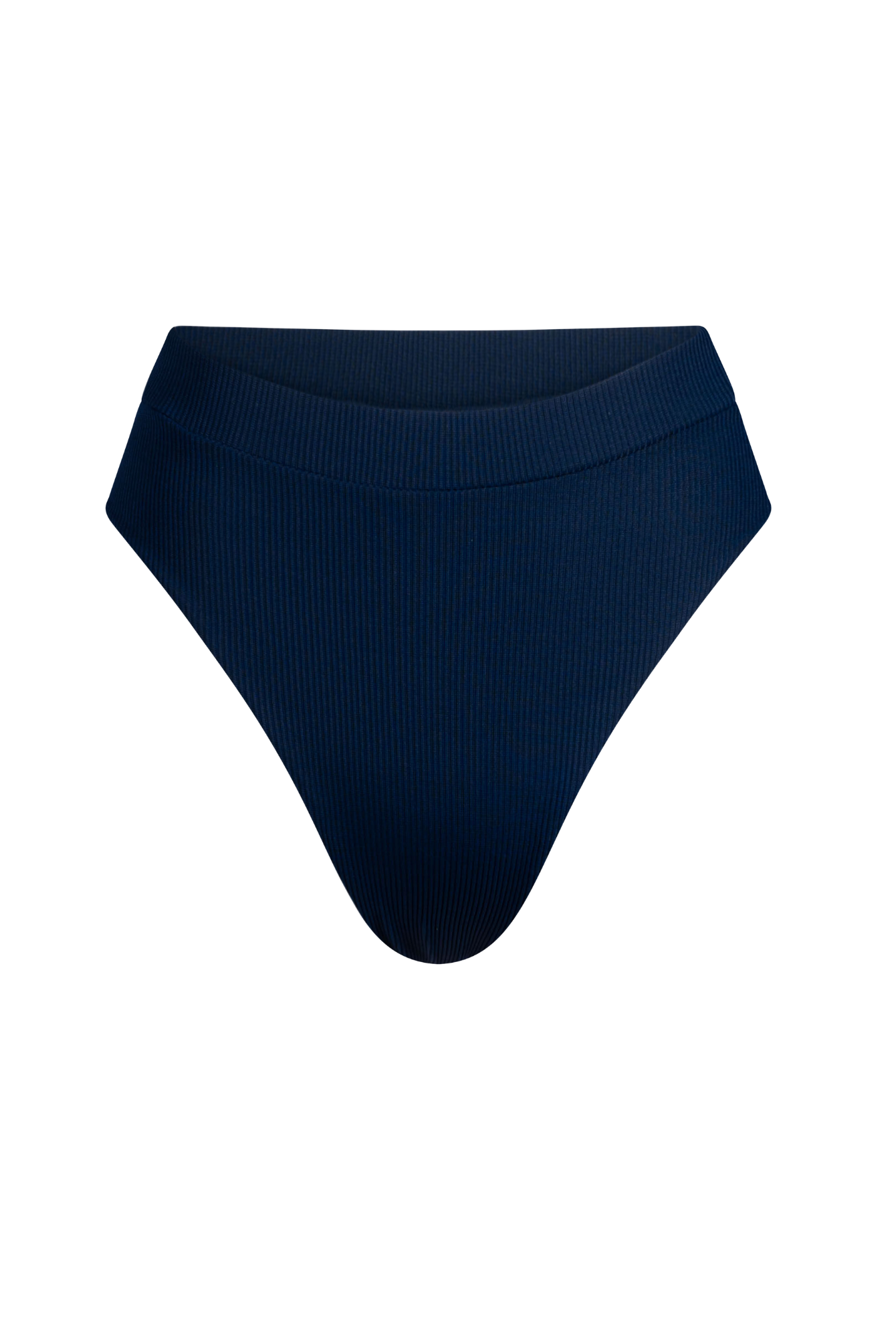 The front of the Adele bottom in marine rib on a white background.