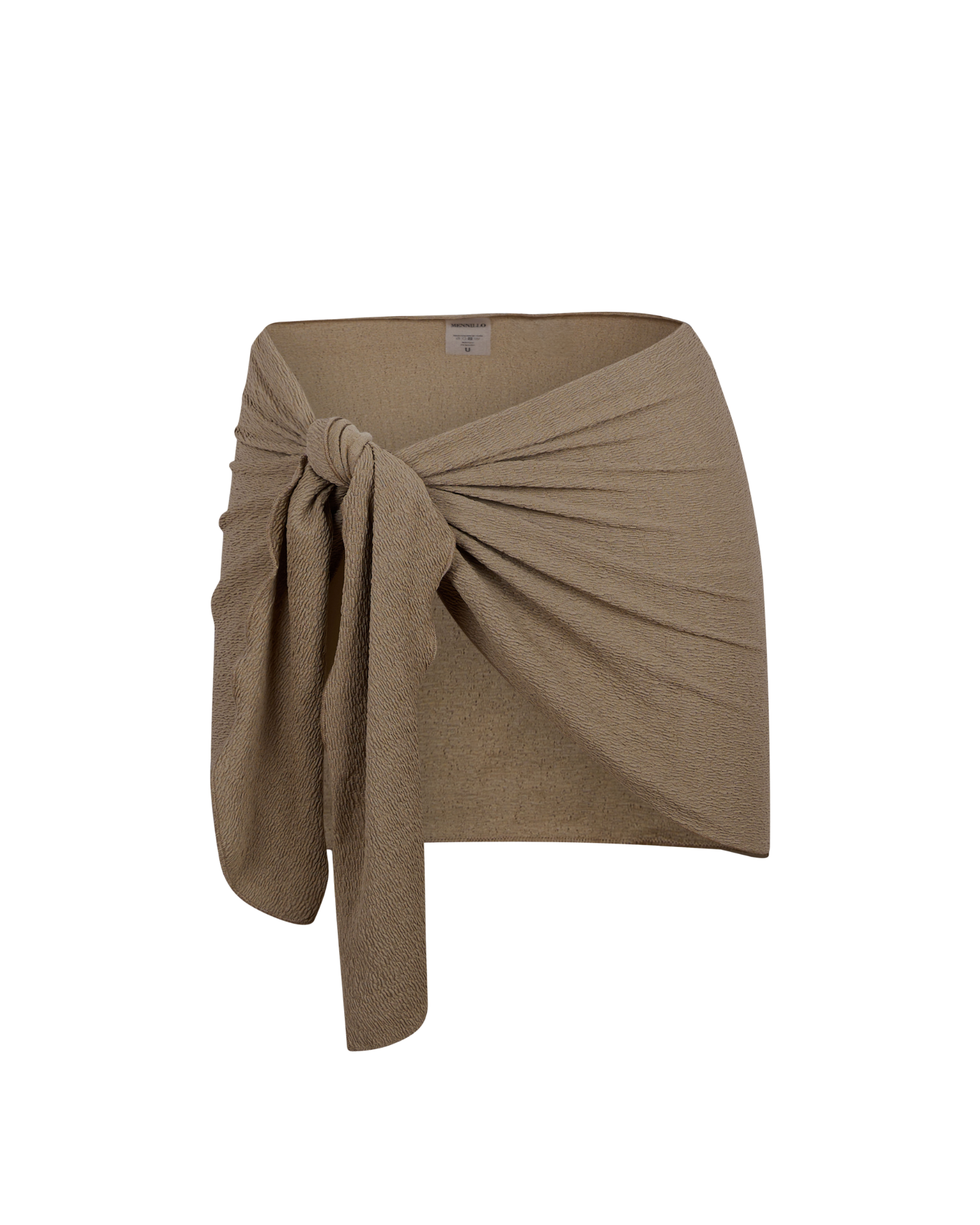 paréo beige taupe texturé sous un fond blanc.