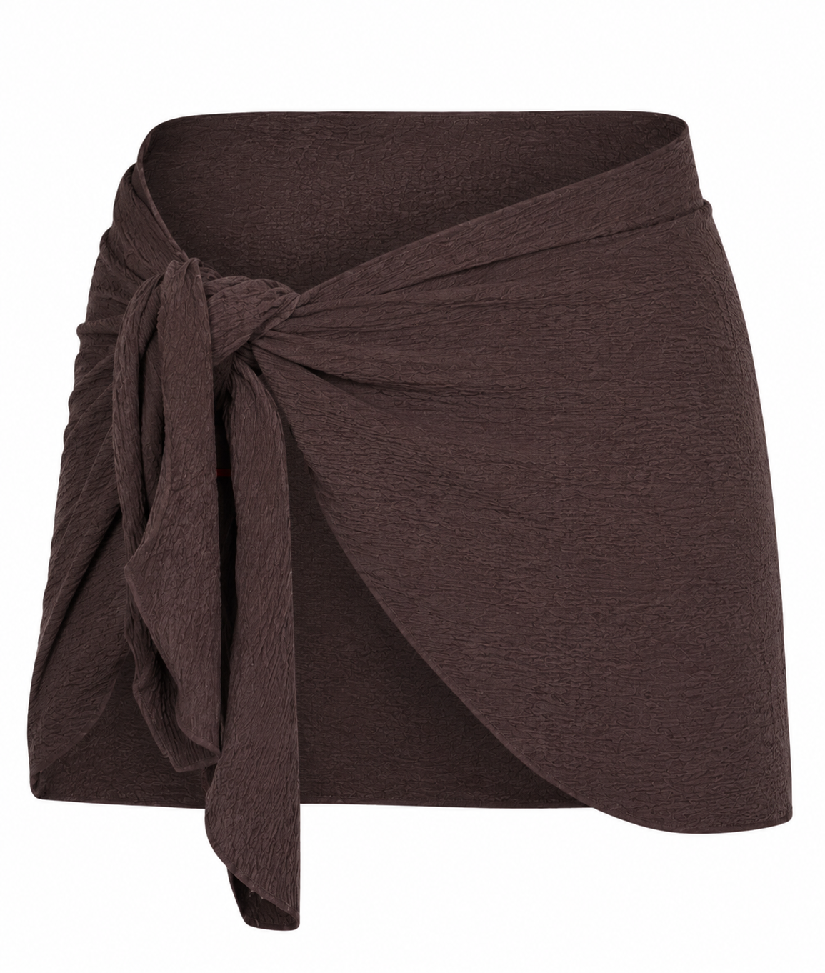 A dark brown crinkled sarong against a plain white background.
