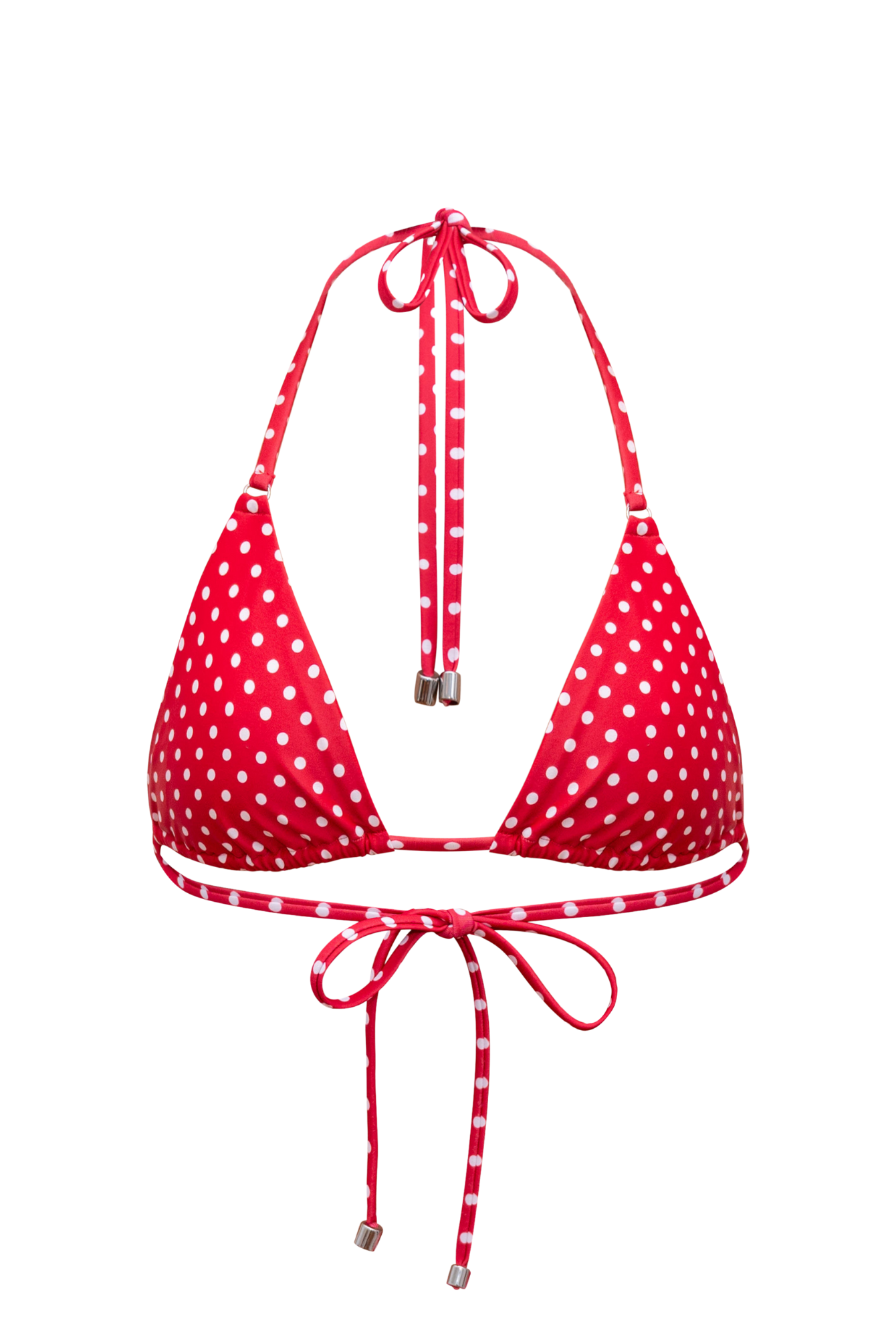 Cherry polka dot bikini top render on a white background