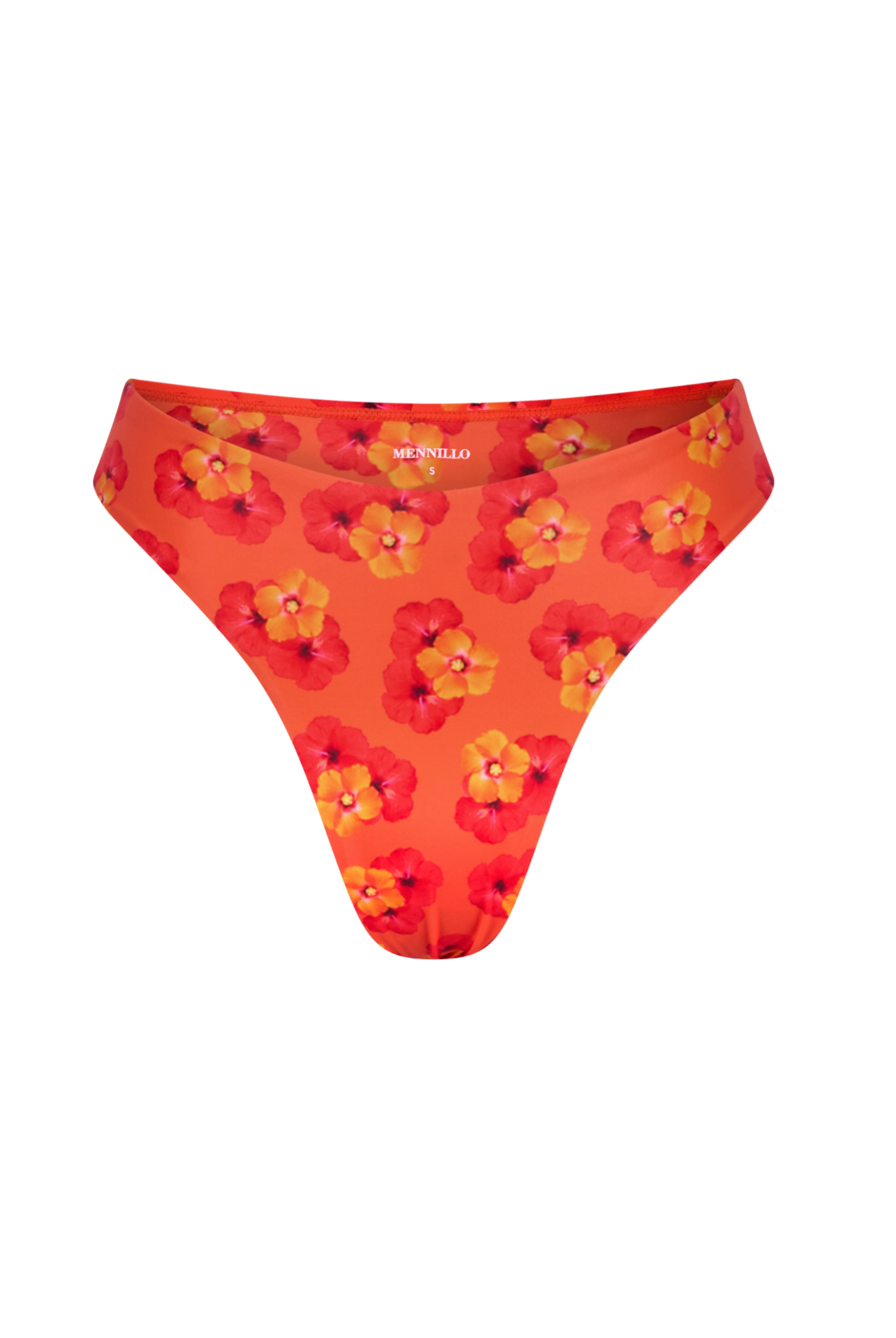 Trendy floral orange bikini available in Brazilian and tanga coverage.