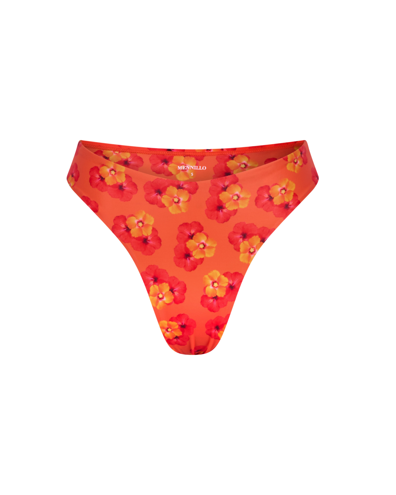 Bikini orange à fleurs très tendance, disponible en version brésilienne et en version tanga.