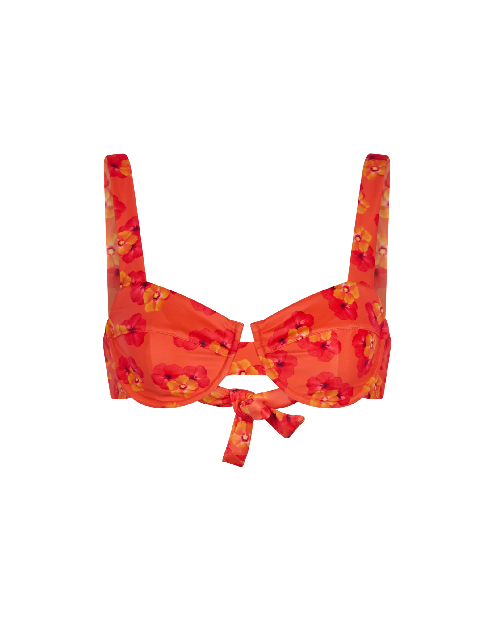 floral orange bikini top from a Canadian brand based in Montreal.