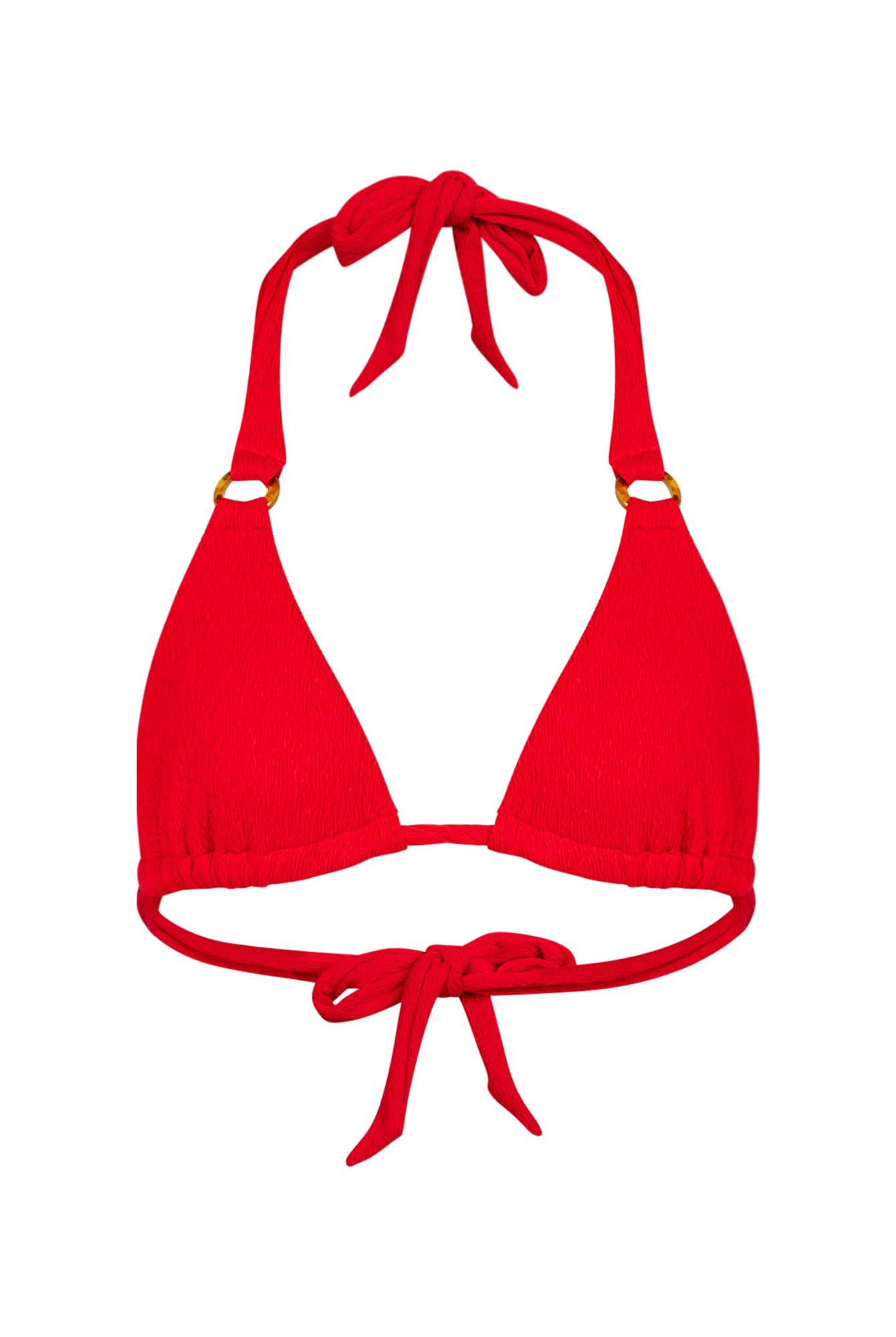 The front of the Kiana top in red crinkle on a white background.