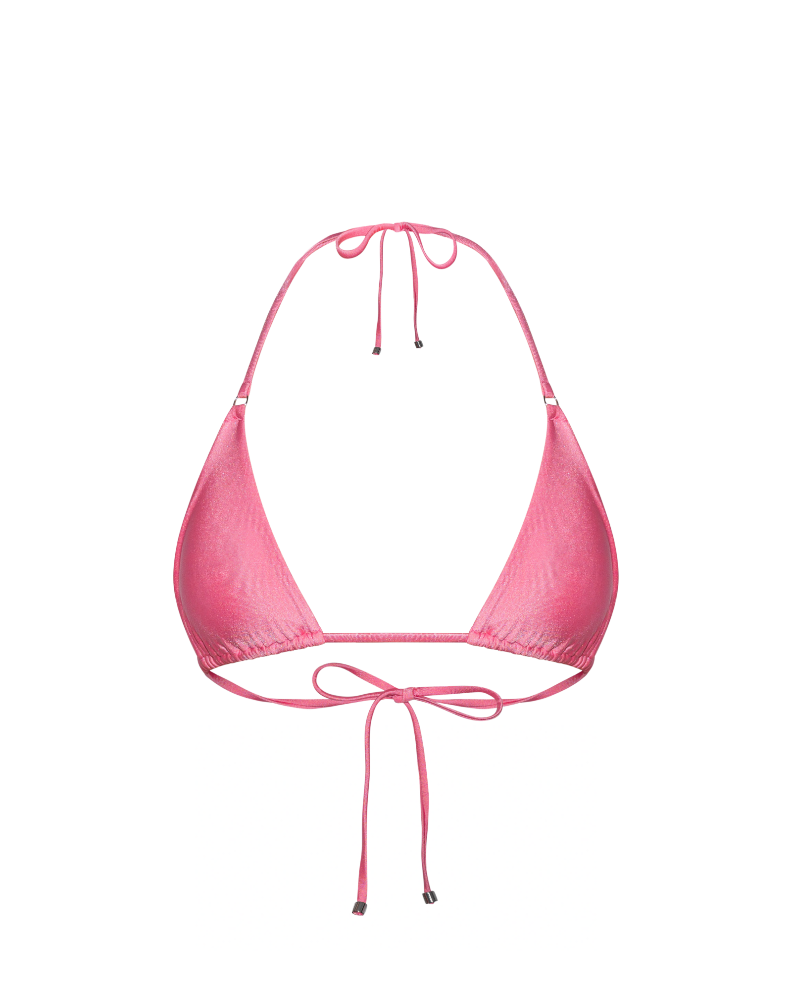 Shiny pink adjustable bikini top