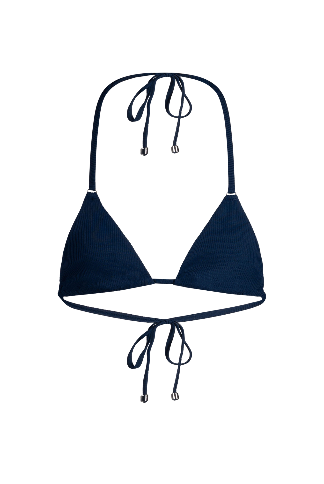 The front of the Layla top in marine rib on a white background.