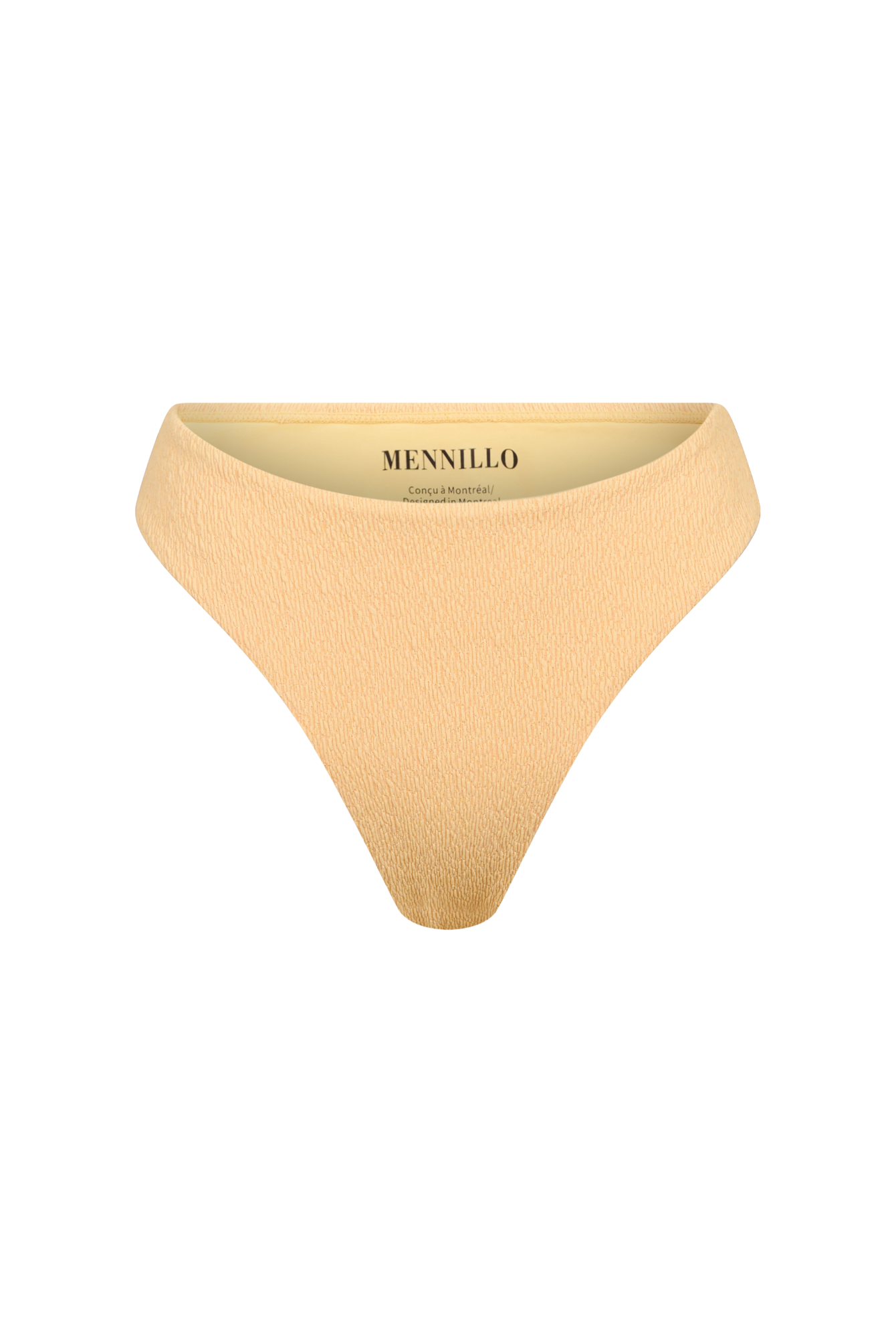 Yellow canadian bikini brand bottom on a white background