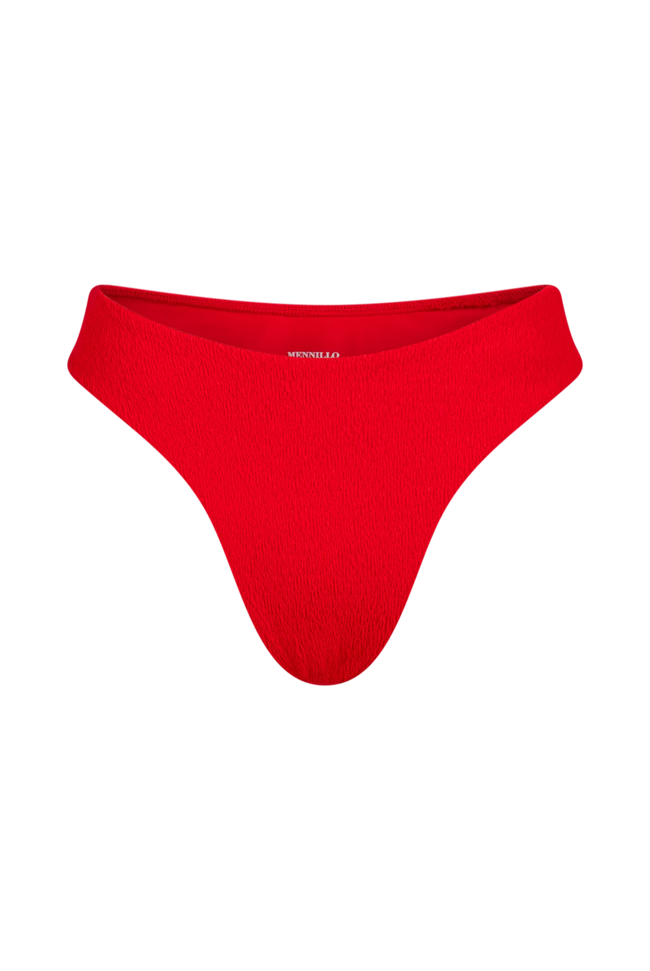 The front of the Marina Tanga bottom in red crinkle on a white background.