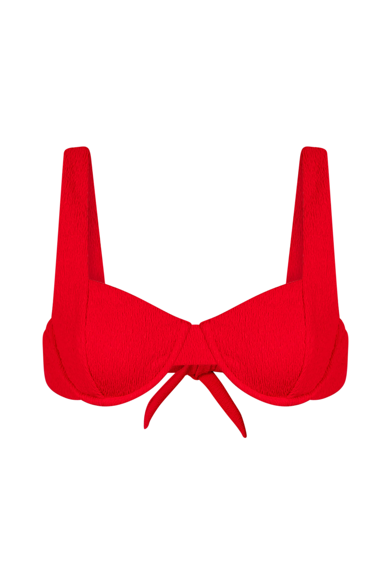 The front of the Zoe top in red crinkle on a white background.