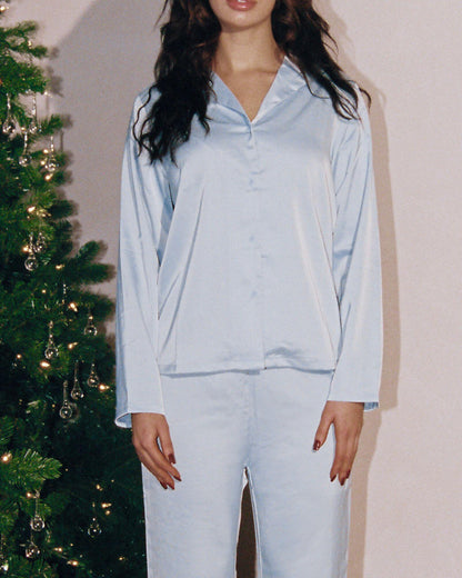 Viola blouse & Isa pants - Silky blue set