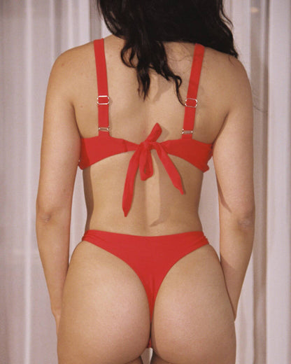 Camille bikini bottom tanga - Red matte