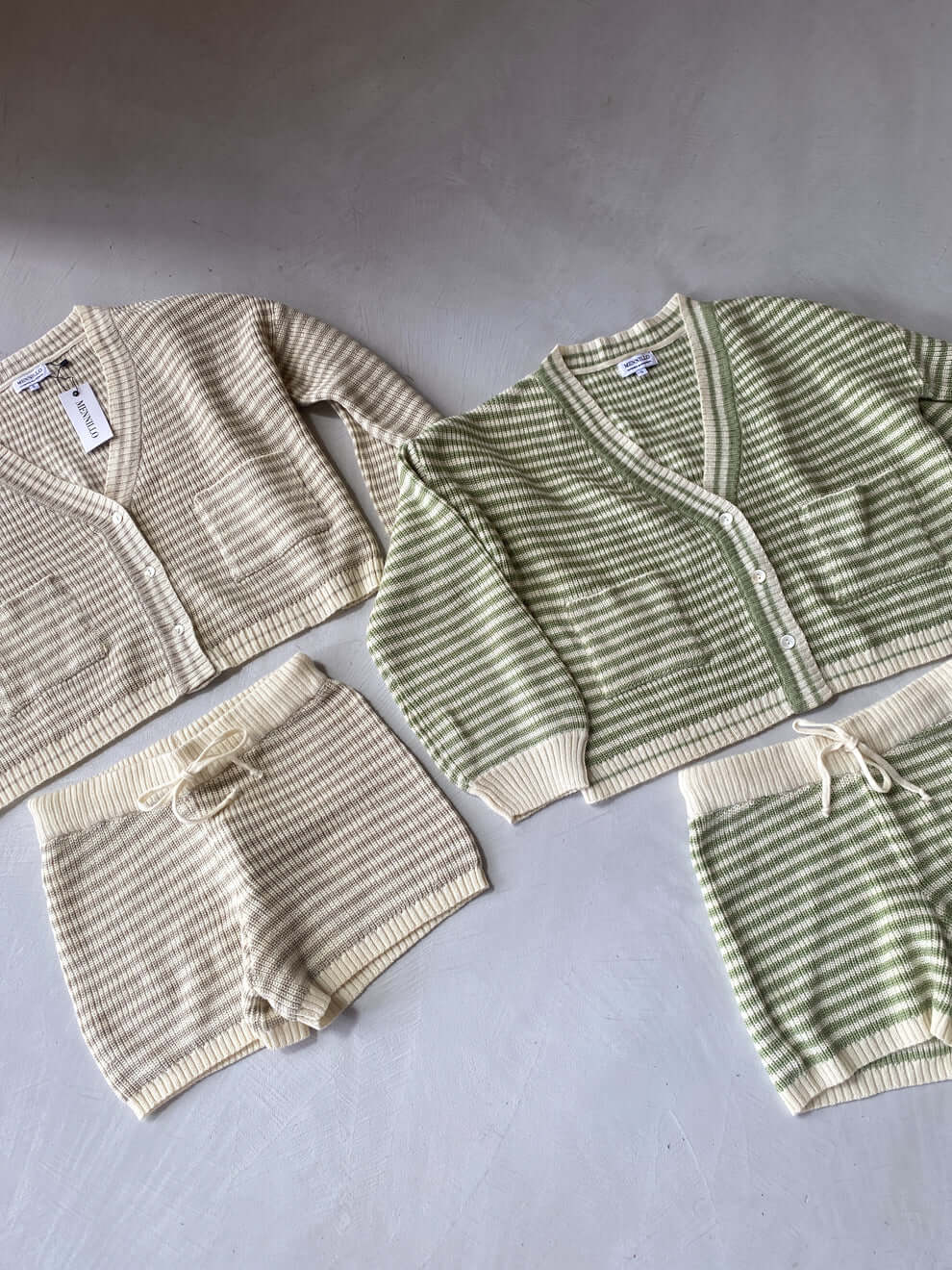 Short Anya tricoté - Vert ligné