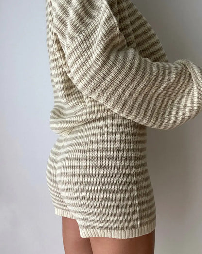 Short Anya tricoté  - Beige ligné