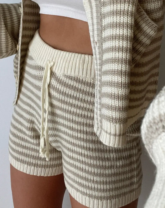 Anya knit shorts - Stripped beige