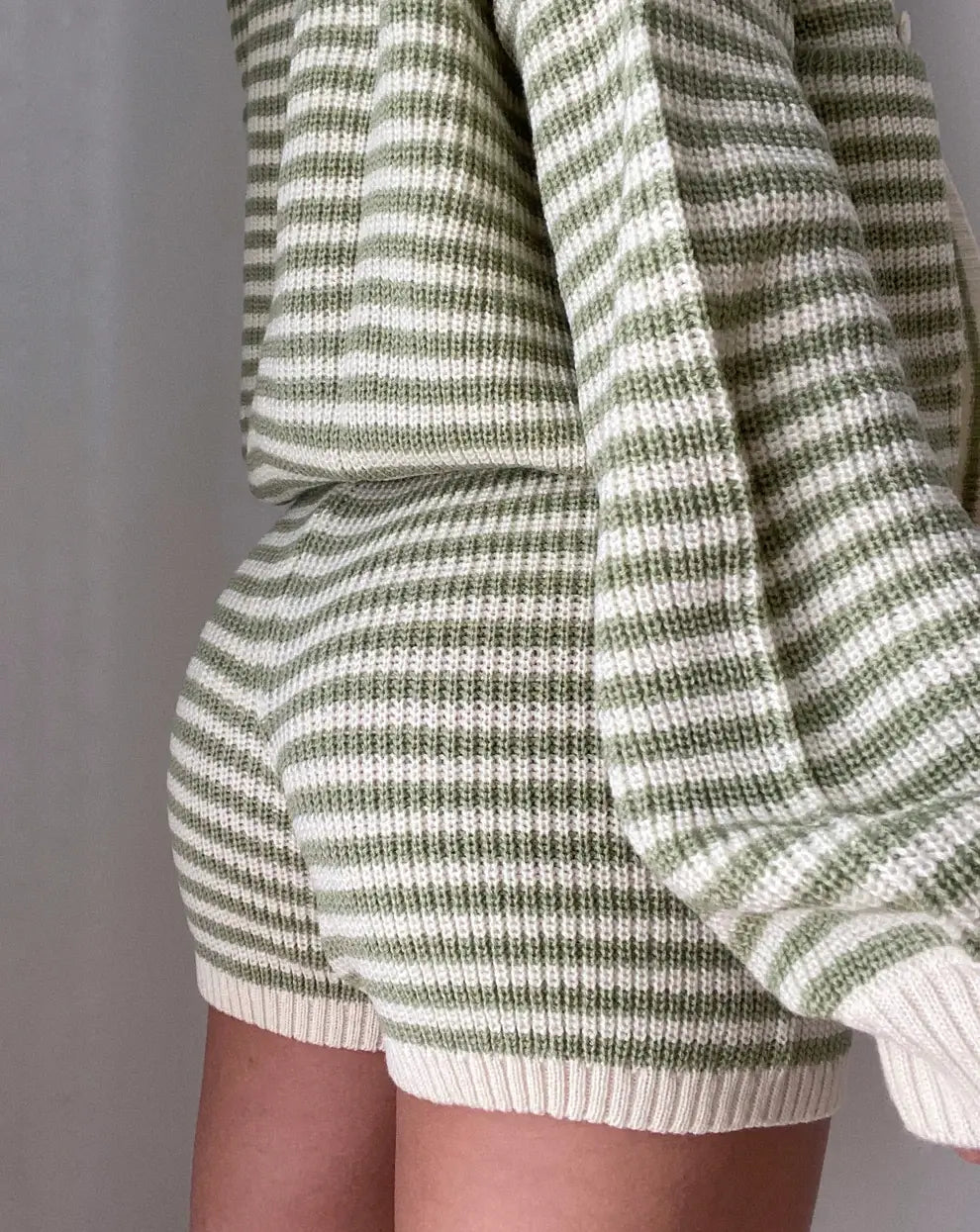 Anya knit shorts - Stripped green