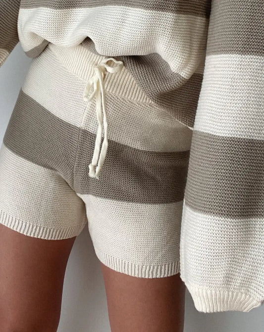 Envy knit shorts - Stripped ivory