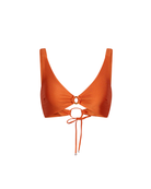 Orange bikini top on a white background
