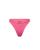 Pink bikini bottom with 'Mennillo' branding on a white background