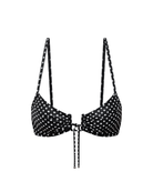 Black polka dot U wire bikini top render on a white background
