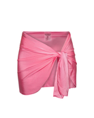 Shiny pink short cover up adjustable by tying it