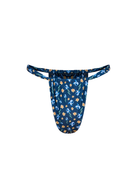 blooming blue bikini bottom behind a white background