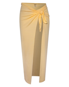 Yellow wrap around ribbed cover up 