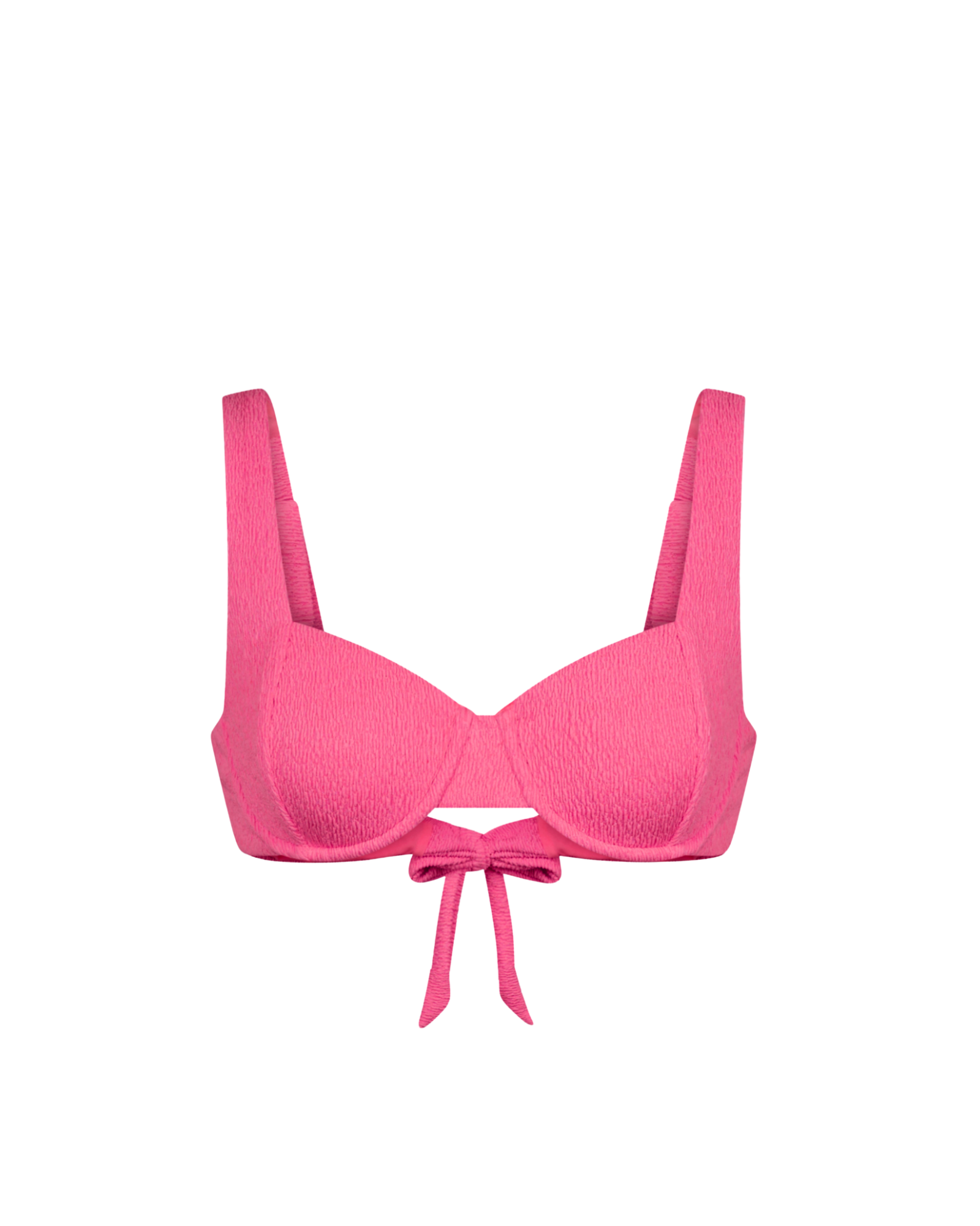 Pink bikini top on a white background