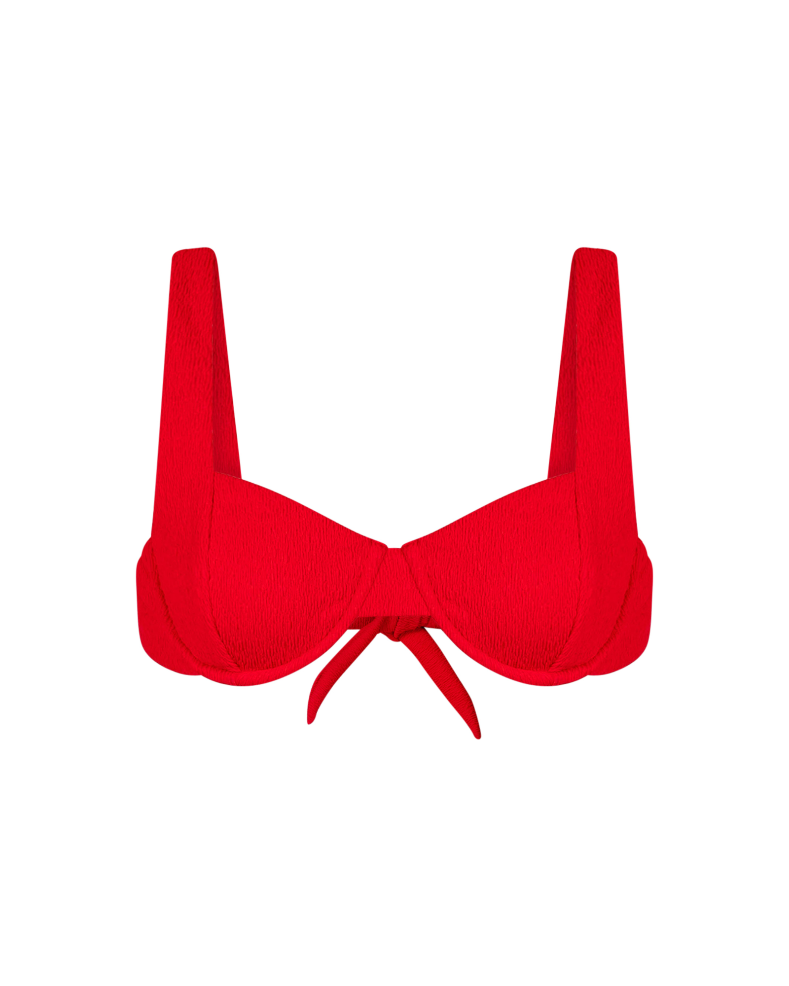 Le devant du top Zoé en rouge froissé sur fond blanc.